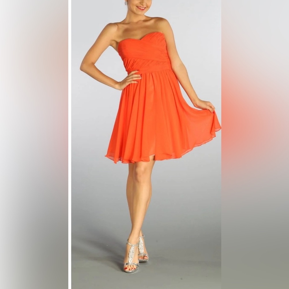 Bebe Women’s Strapless Orange Wrapped Mini Dress Size XS